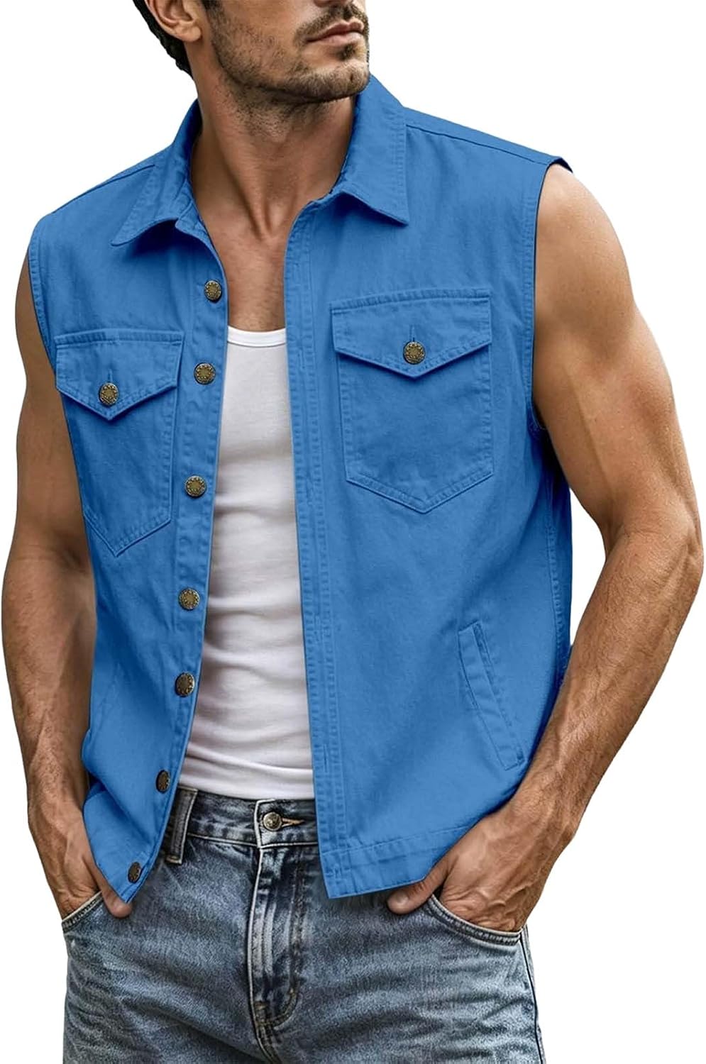 Shunking Men Plus Size Vest Button Up Sleeveless Shirt | Beach Vacations,Summer Outings,Tropical Getaways,Poolside Lounging,Resort Stays,Date Nights,Summer Parties,Coastal Walks