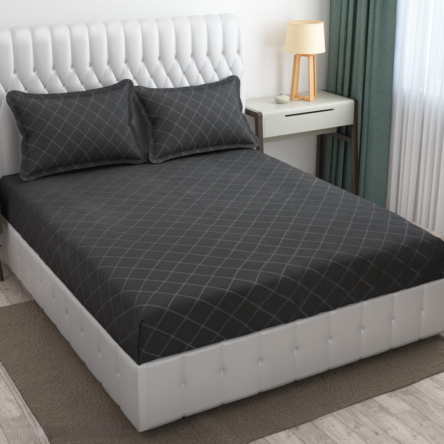 Blue Strip Polycotton Bedsheet, Double 90x100 (Graphite Grey)