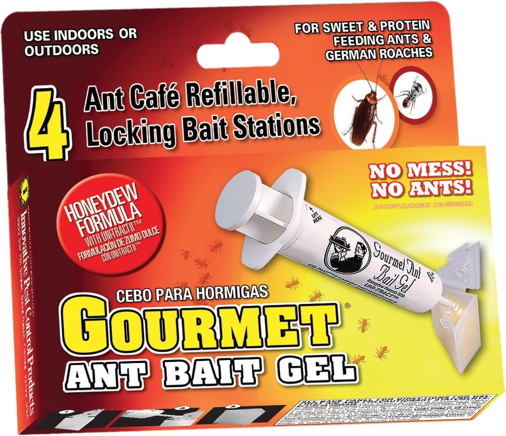 Gourmet Ant Bait Gel Kit with 4 Refillable Ant Cafe Bait Stations