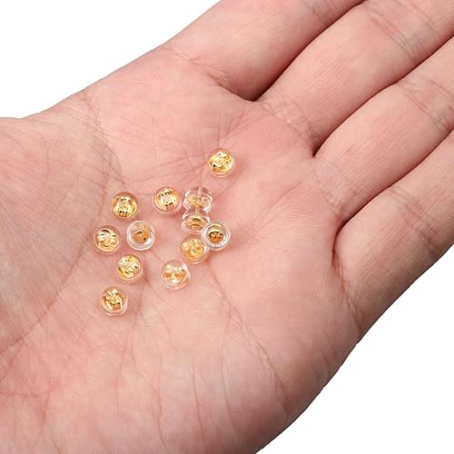 Miniatura 3 de Parte trasera de silicona de oro de 18 quilates, repuesto para aretes, parte trasera de goma para tachuelas, no irrita, hipoalergénica, suave,