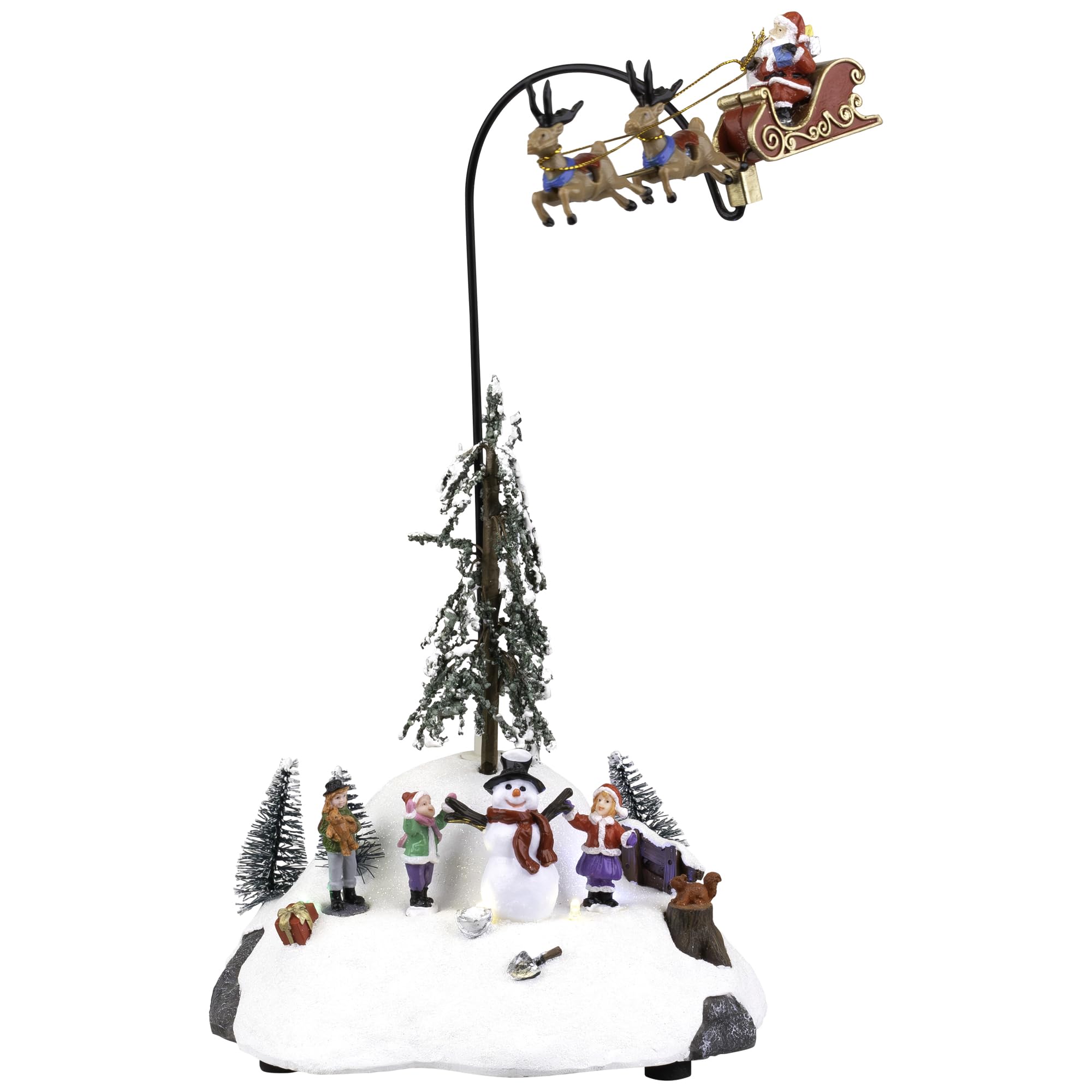 Northlight LED Lighted and Musical Flying Santa Animated Christmas Village Display - 13.5
