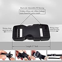 Vista 3 de Lxnoap Hebillas de liberación lateral rápida de 1 pulgada de ancho, doble ajustable, sin clips de costura, reemplazo de plástico resistente