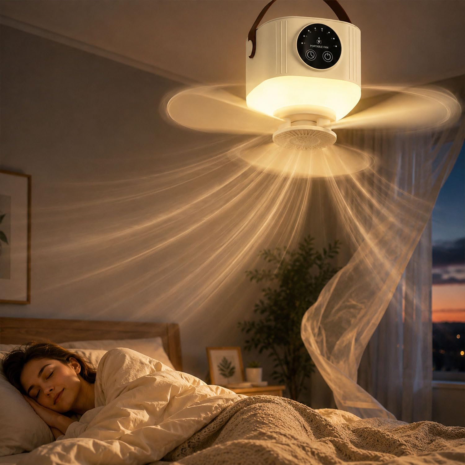 Shengruili Deckenventilator mit Beleuchtung Camping,Deckenventilator mit Licht und Fernbedienung,USB Deckenventilator mit Licht,Mobiler Ventilator Akku für Outdoor Außenbereich, Pavillon Terrasse