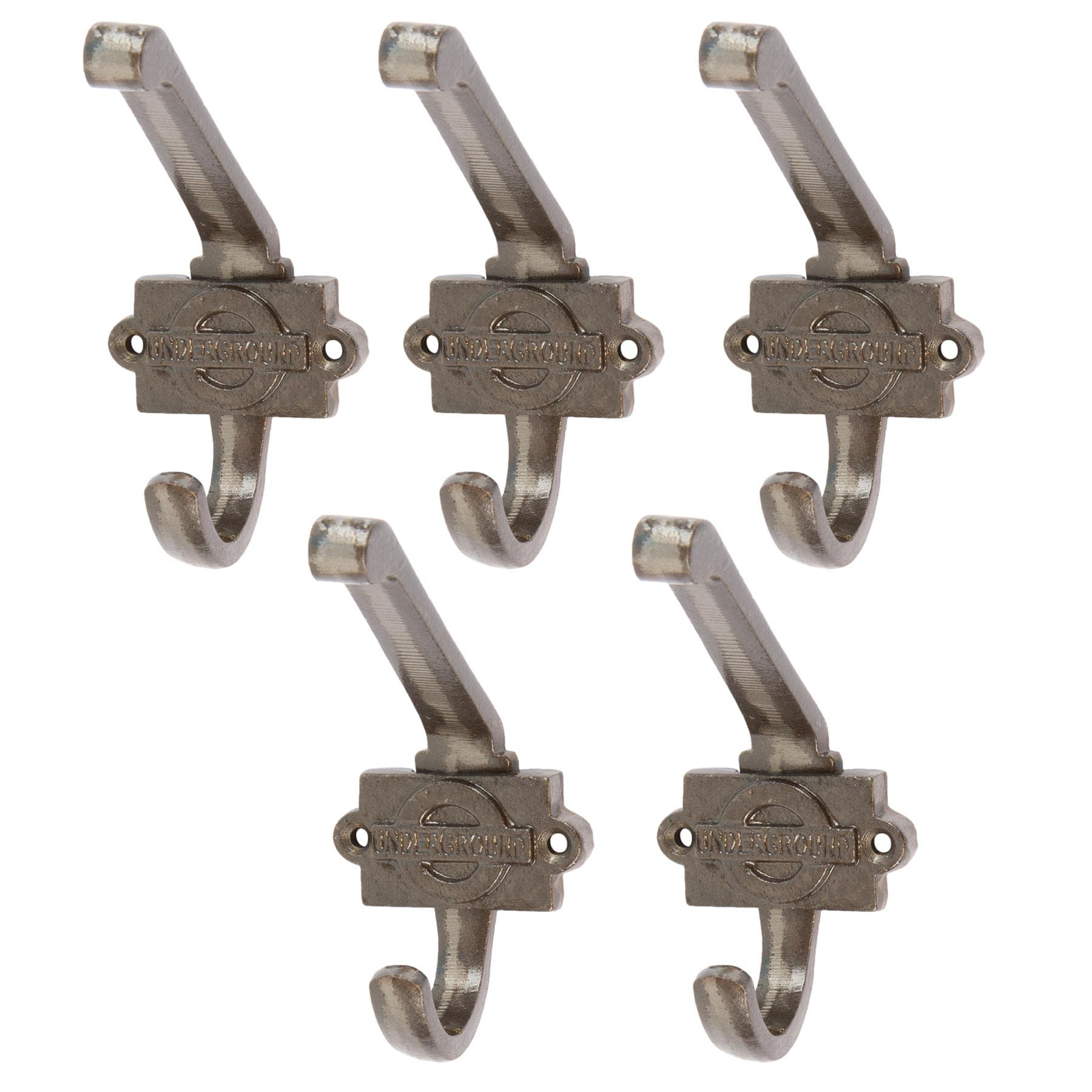 Hammer And Tongs Raw - London Underground Hat & Coat Hook - W55mm X H100mm - Pack Of Size 5