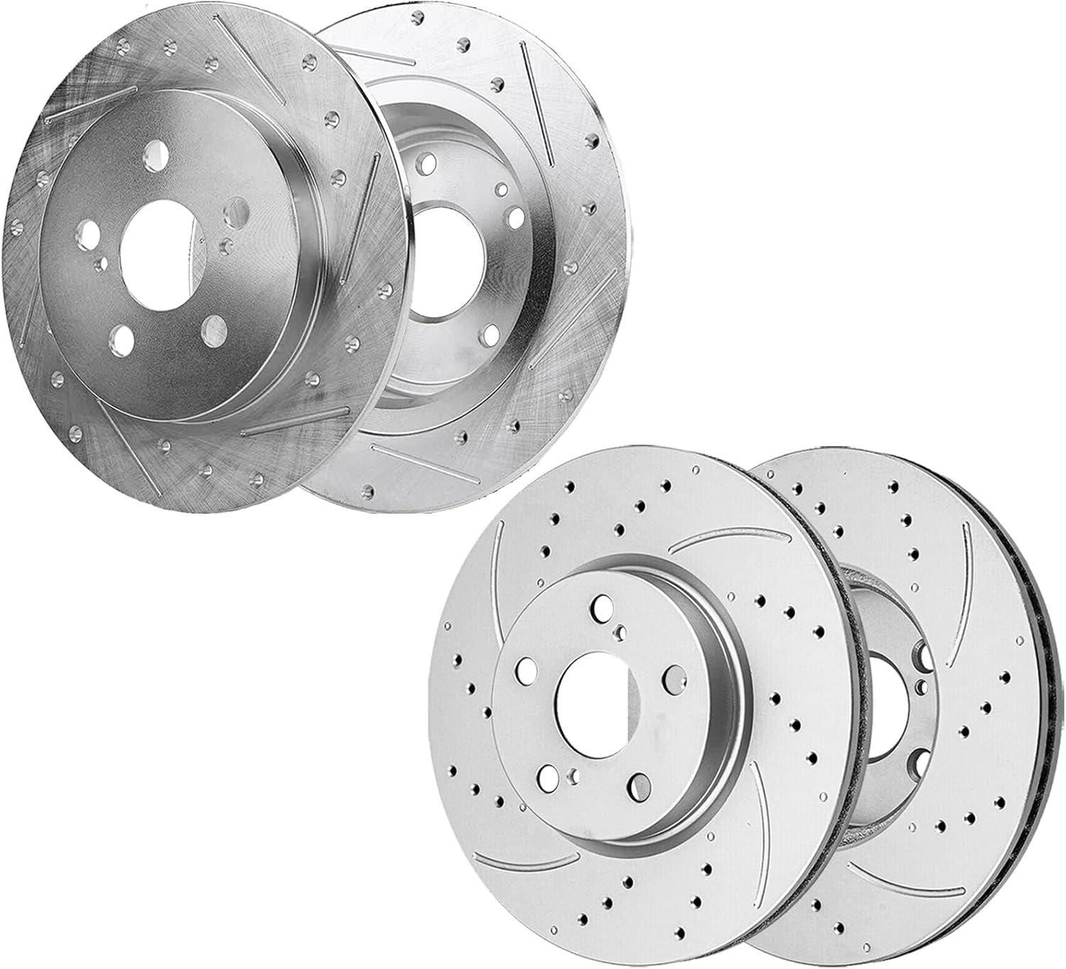 AUTOCLUB Front and Rear Brake Rotors for 2009 2010 2011 2012 2013 2014 2015 2016 2017 2018 2019 Toyota Corolla, 2009-2014 Matrix Brakes Replacement, Drilled and Slotted 10.2" Front and 10.83" Rear