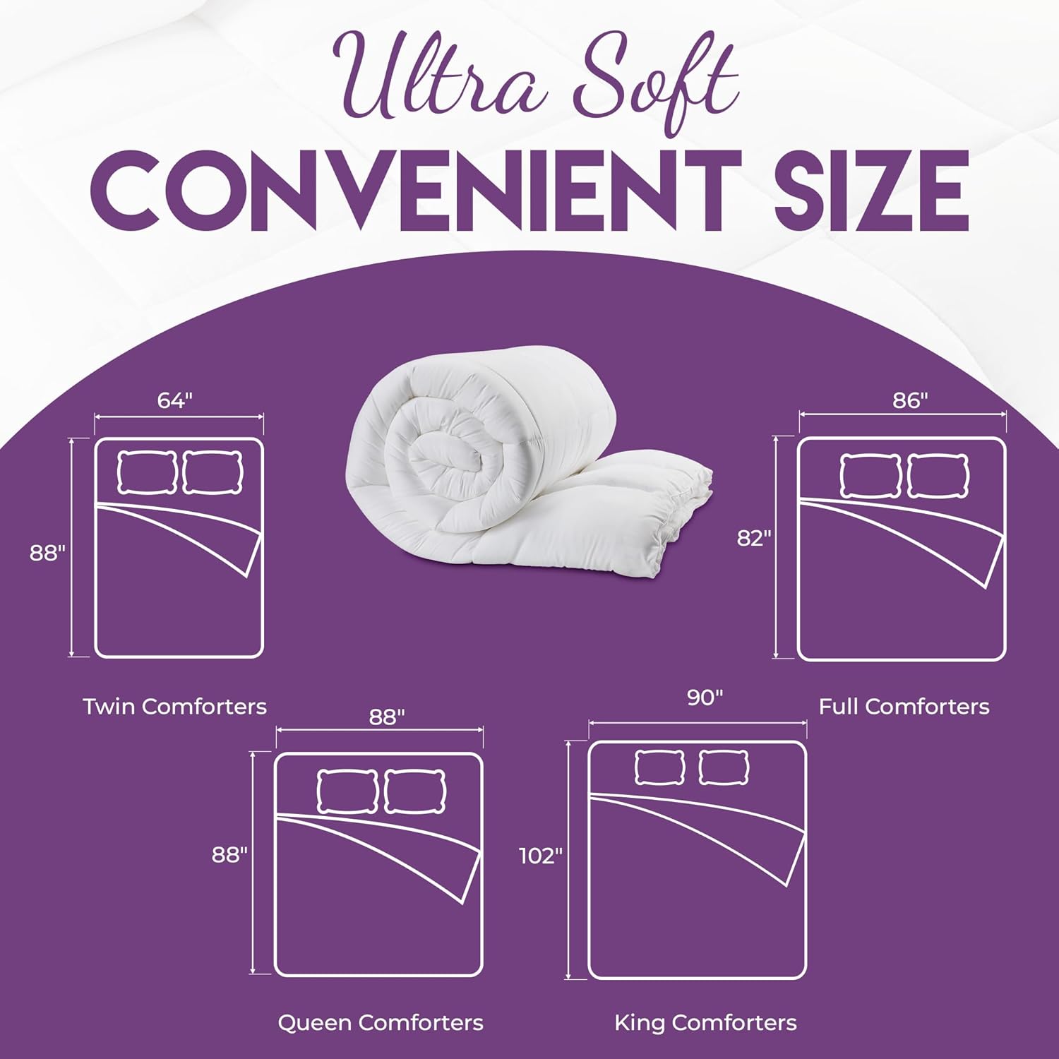 Threads+ Queen Comforter, 88"x88", 250 GSM Fill, Ultra-Soft, Lightweight, Plush, All-Season Bedding, Box-Stitched, Wrinkle-Resistant (1 Pack, White) Brand: Threads Plus