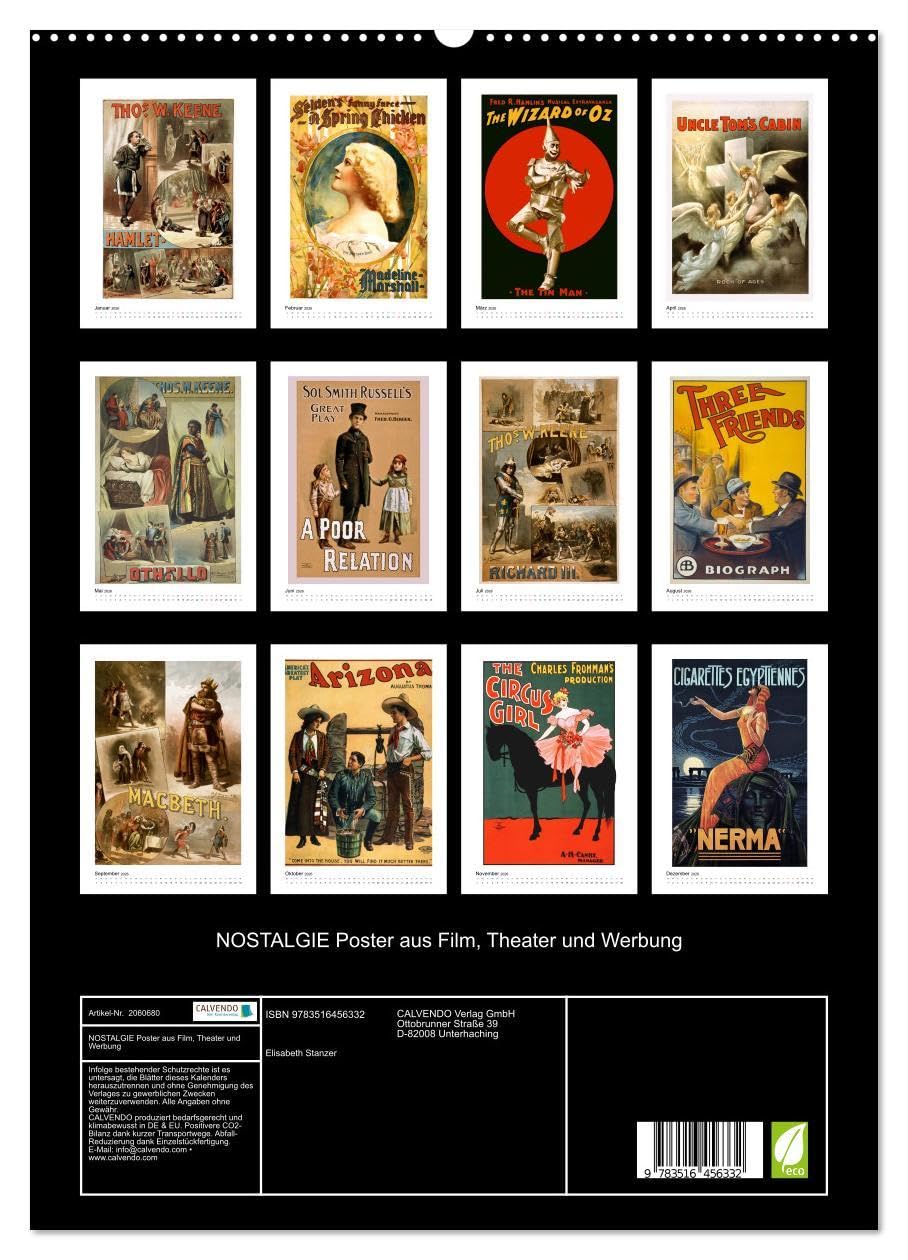 NOSTALGIE Poster aus Film, Theater und Werbung (hochwertiger Premium Wandkalender 2026 DIN A2 hoch), Kunstdruck in Hochglanz: Nostalgische Poster aus der guten alten Zeit (CALVENDO Kunst)