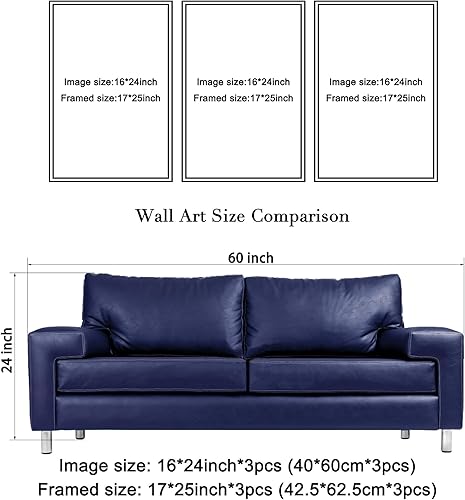 Vista 26 de Wieco Art Great Wave of Kanagawa Katsushika Hokusai 3 piezas modernas sobre lienzo estirado impresiones sobre lienzo, arte de pared para decoración