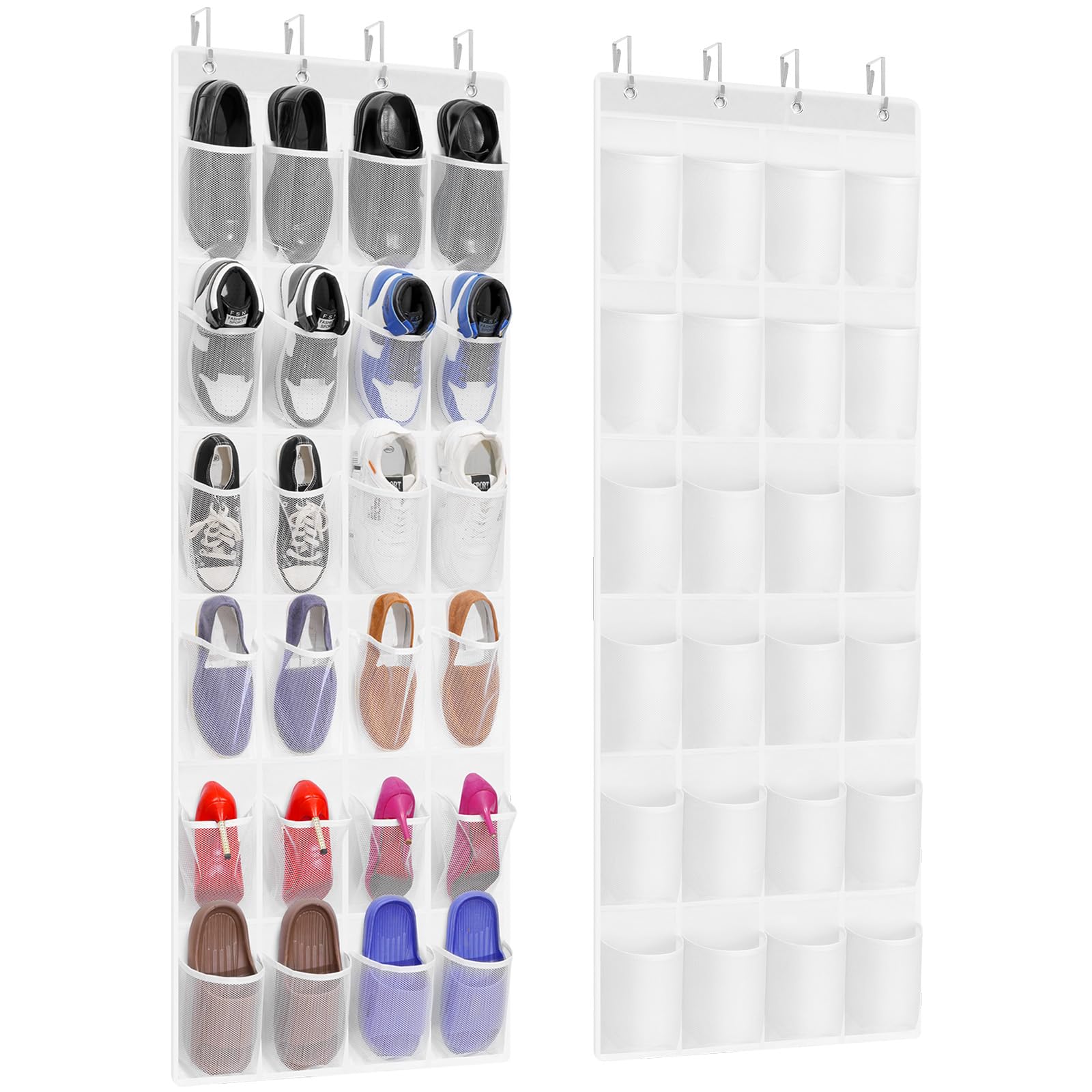 Lifewit Over the Door Shoe Storage Organiser with 24 Pockets, White
