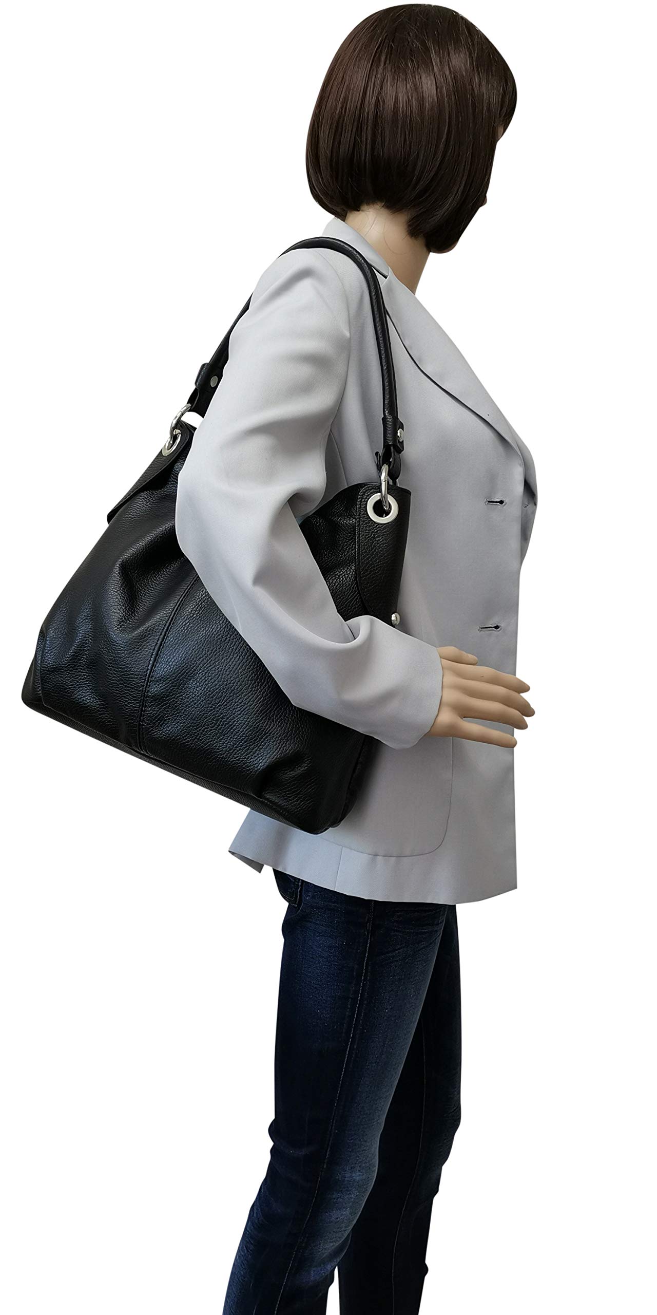 AMBRA Moda Borsa da donna di vera pelle, borsa a spella GL012