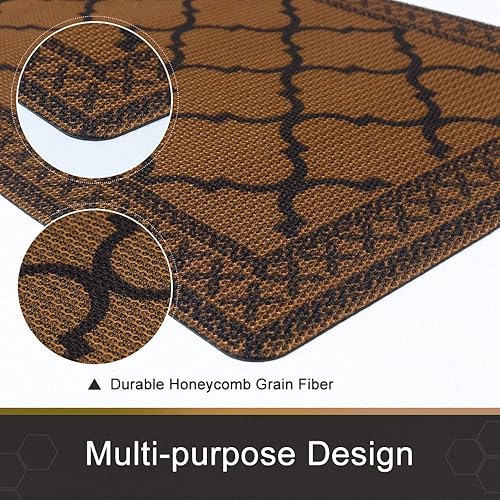 Miniatura 6 de Carvapet Tapete antideslizante marroquí con textura de panal de abeja, tapete de cocina, para interiores y exteriores, fácil de limpiar, tapetes de