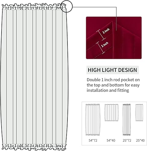 Miniatura 224 de DWCN Cortinas para puerta francesa: cortina térmica con bolsillo para barra para puertas con ventana de cristal, puertas de cocina y patio