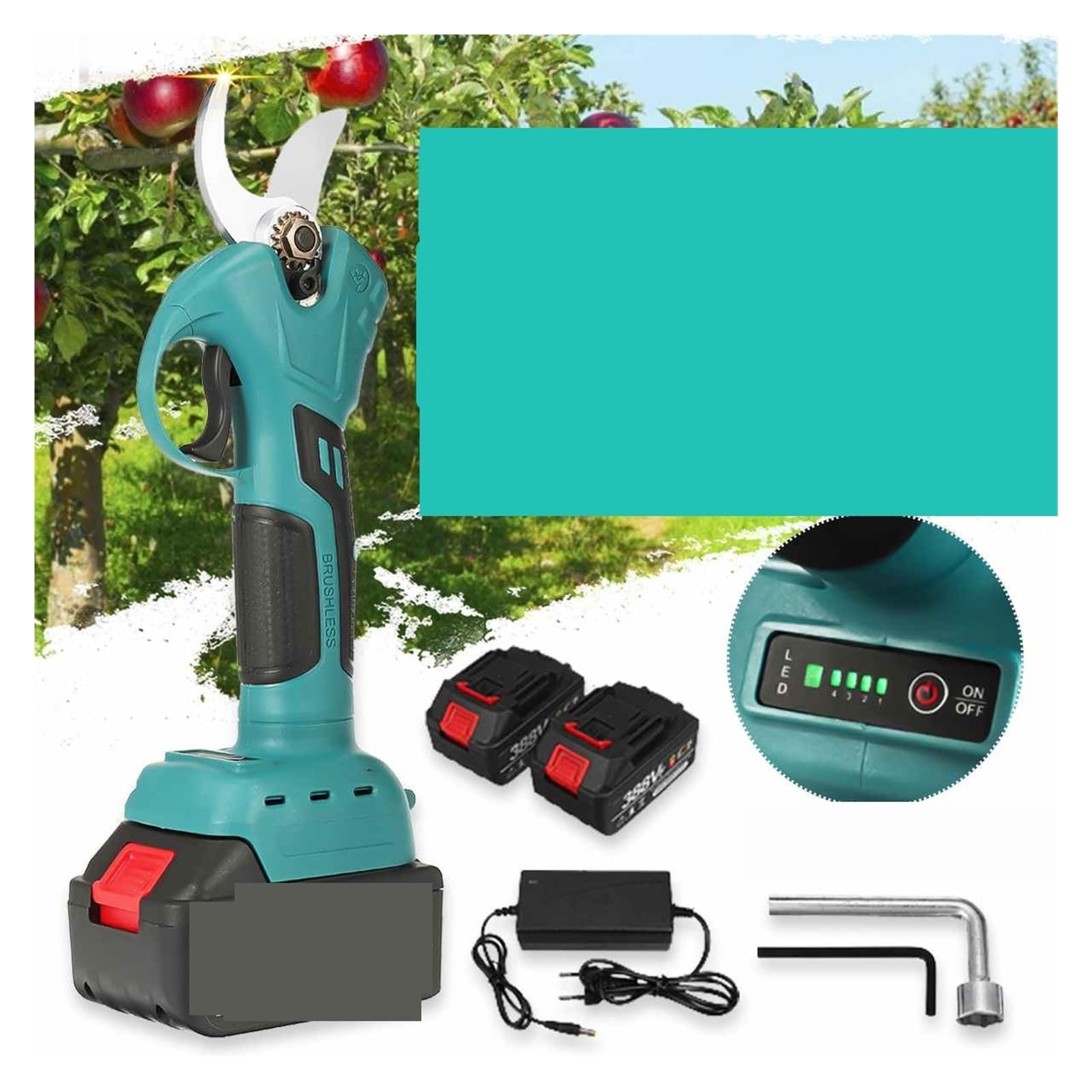 Forbici ricaricabili elettriche senza fili spazzole da 30 mm Cesoie potatura Attrezzo giardino for alberi Strumento for,Serie professionale(1 batteries)