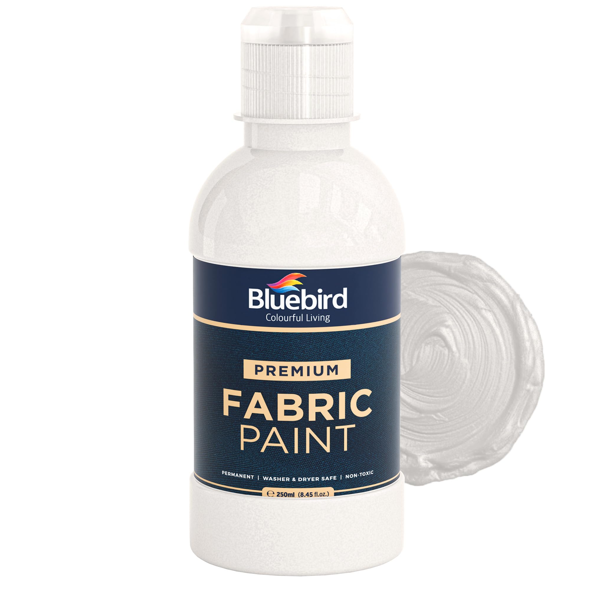 BLUEBIRD Fabric Paint, Brilliant Silver, 8.5 Fl Oz, Permanent Fabric Paints for Clothes, Furniture Upholstery