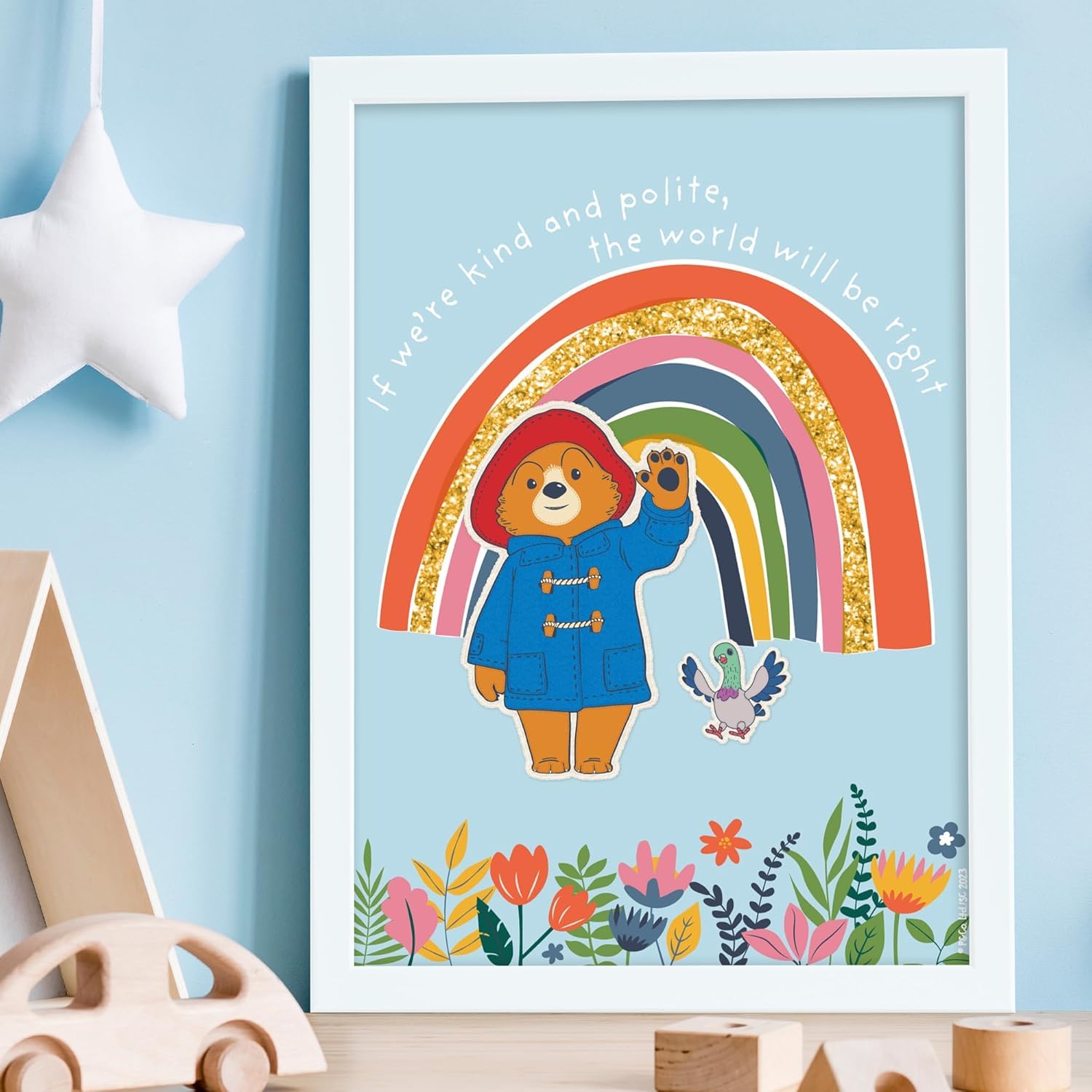 Themed Paddington Bear Print - Kind and Polite Rainbow Kids Wall Art Paddington TV (21cm x 29.7cm - A4)