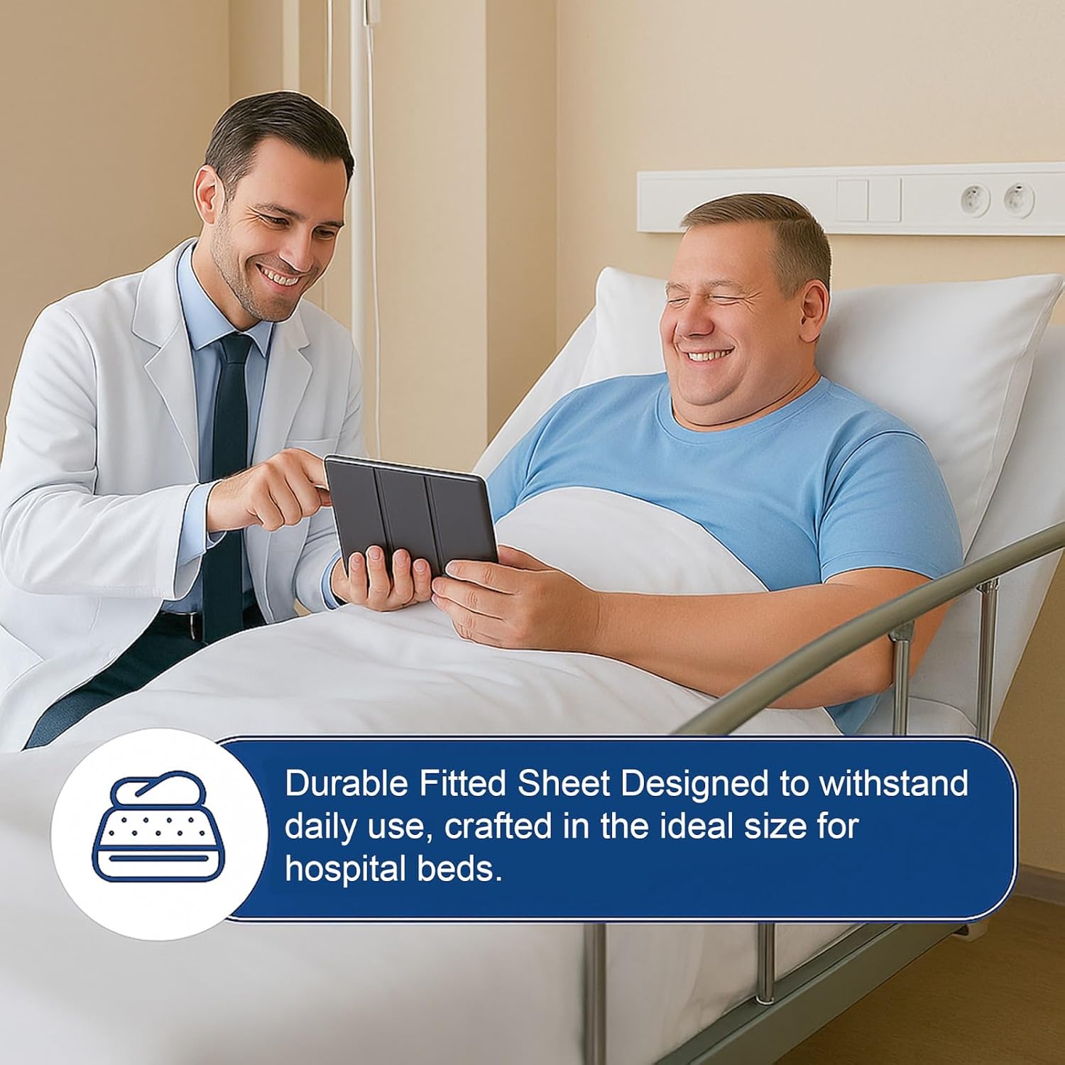 2 Pack Hospital Bed Sheets Fitted, 42x84x12, Microfiber Soft Fitted Sheets with All Around Elastic, 12 Inch Deep Pocket Fitted Sheet for Hospital Bed, Adjustable & Medical Mattress, Light Blue