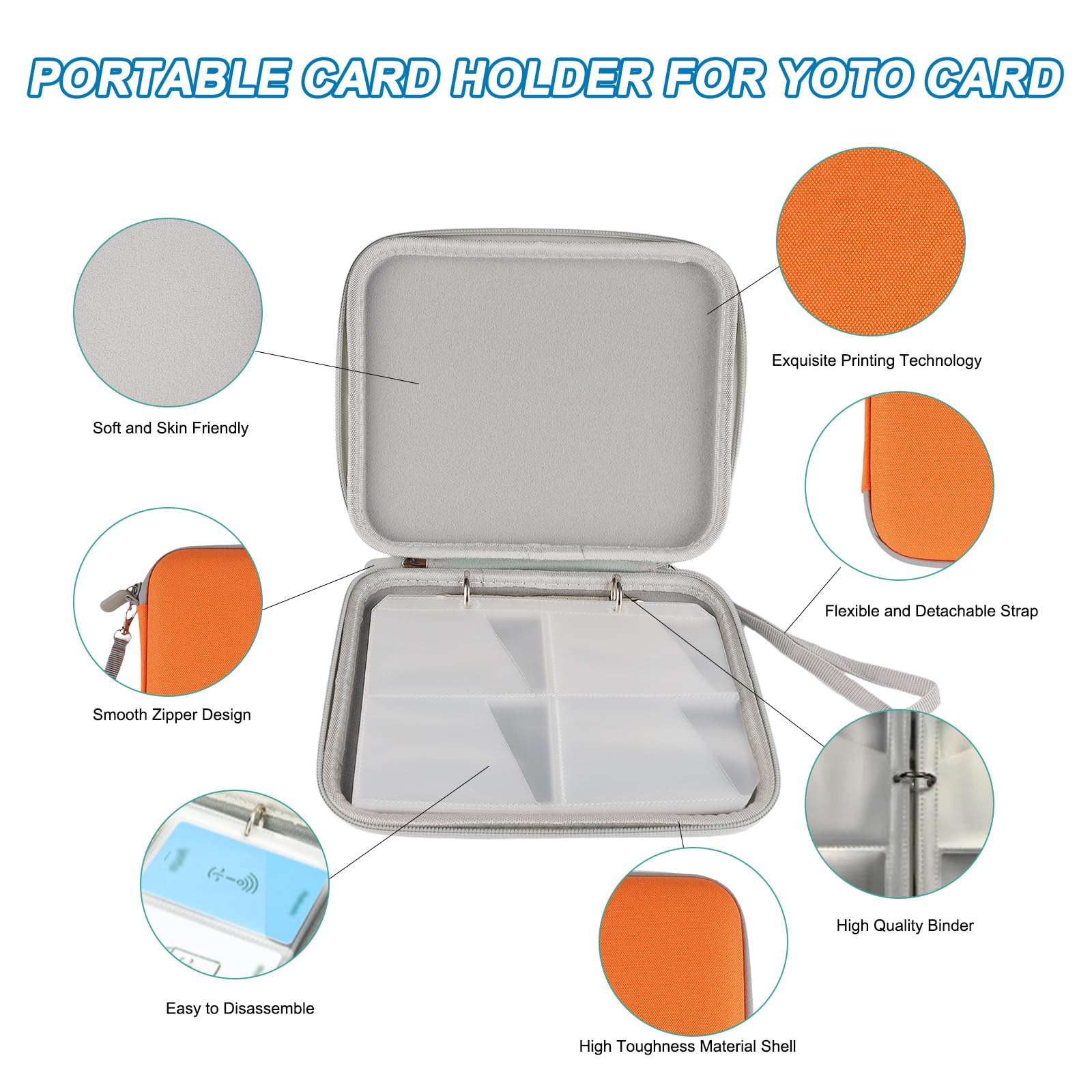 Noaya Card Case Card Holder, 80 Pockets Card Binder Folder with Zipper - Image 4