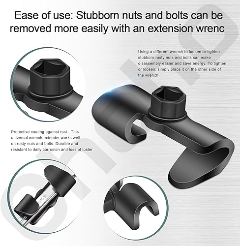 Miniatura 4 de Paquete de 2 adaptadores extensores universales para llave hexagonal de 12 pulgada o 0.827 in, las tuercas y pernos difíciles se quitan más
