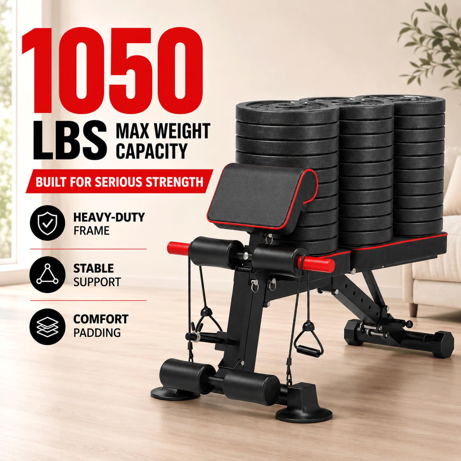 Adjustable Weight Bench,Utility Workout Bench Foldable Incline Decline Benches for Home Gym Full Body Workout,Load 600LBS
