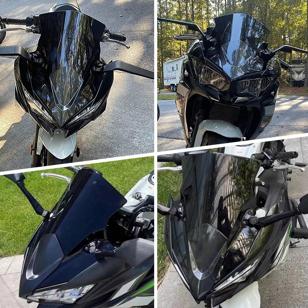 Lirun Windscreen Protector Wind Deflector Windshield Plastic Fairing Black for Kawasaki ER6F Ninja 650 EX-6 2020 2021 2022 2023