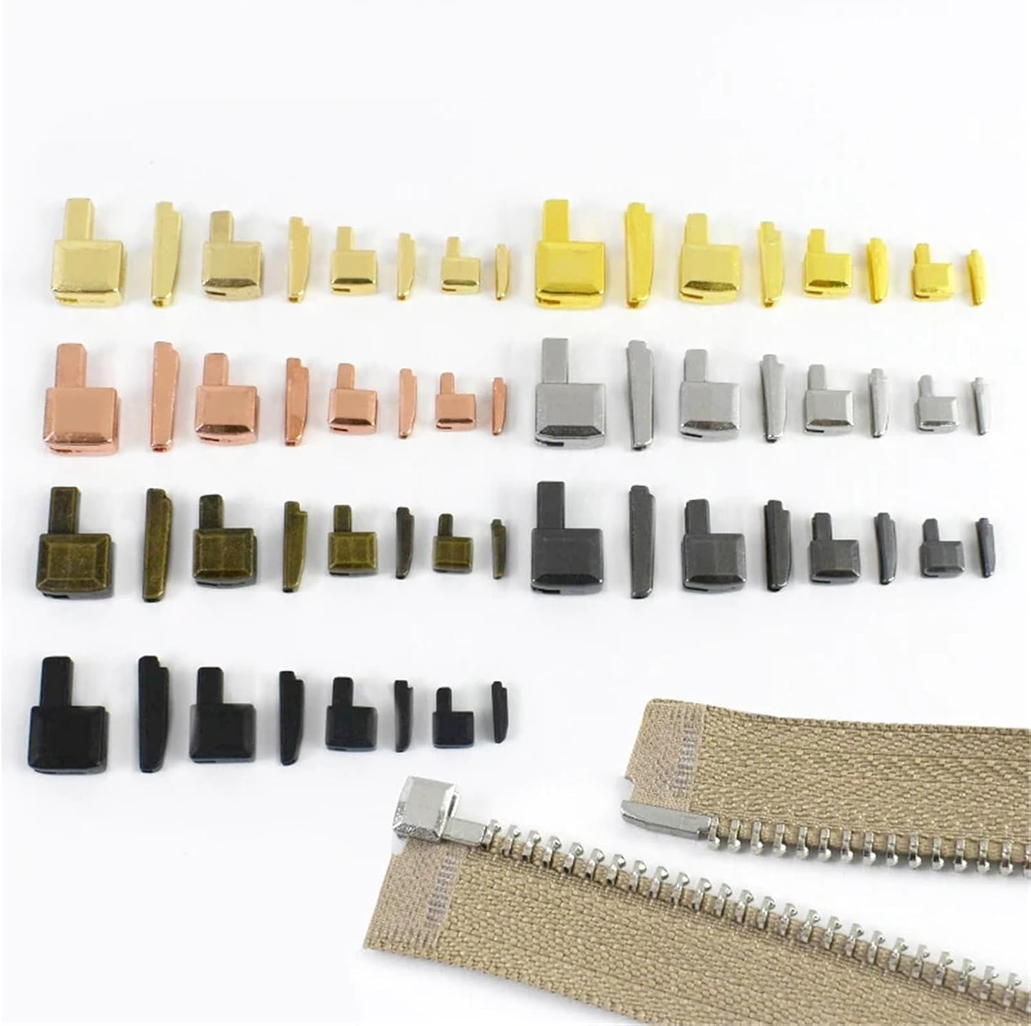Zipper Stopper 3# 5# 8# 10# Separable Zipper Tail Stopper 50Set Open-End Zippers Bottom Latch Retainer Insert Pin Socket Repair Kit(Black,No8)