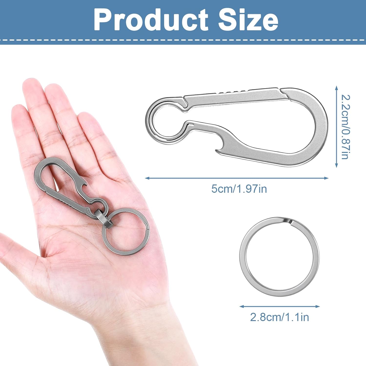 Key Chain Clip Titanium Carabiner Keychain,Quick Release Heavy Duty Anti-Lost Carabiner Key Ring Holder Multi Functional Lightweight Outdoor Minimalist Bottle Opener for Men - Image 2