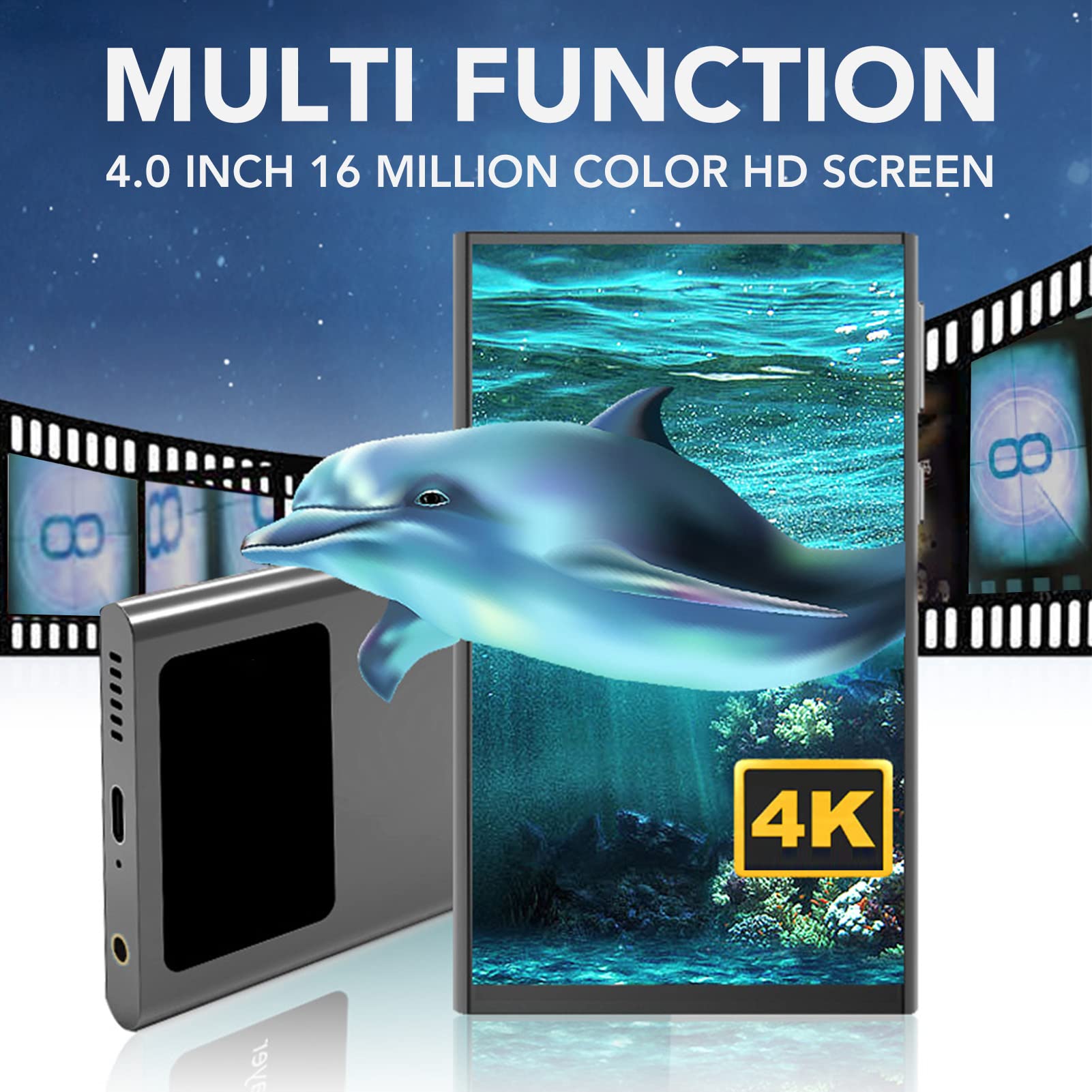SIXRUN Lettore Musicale Portatile 4 Pollici Touch Screen HD Octa Core