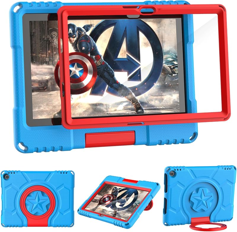 Amazon Fire HD 10 & Fire HD 10 Plus Tablet Case for Kids(13th/11th Generation, 2023/2021 Release), Lainergie Shockproof Case with Screen Protector and Handle Stand Incompatible iPad Samsung TCL,Blue | Lainergie Lightweight Shockproof Kids-Friendly Hight Quality EVA Case with Built-in Screen Protector, Handle Stand