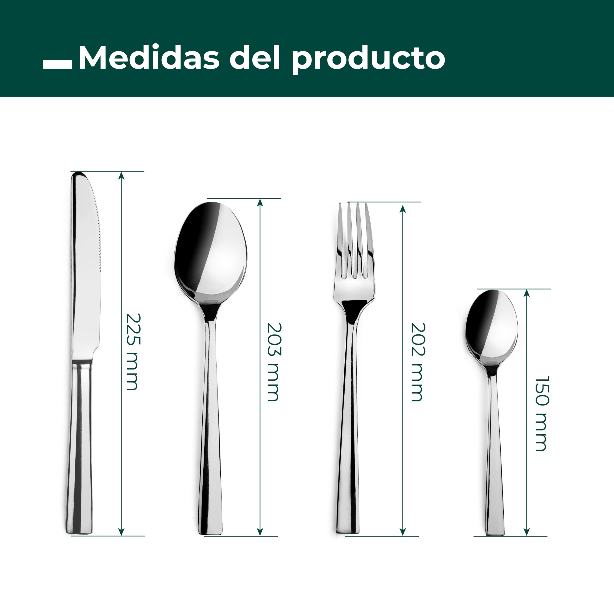 JAY - 16091524 - Juego de Cubiertos para 6 Personas, Pack 24, Acero Inoxidable 18/10, Serie Titanio, Grosor 3 mm, Cuchara, Tenedor, Cuchillo y Cucharilla Aptos para Lavavajillas, Plateado