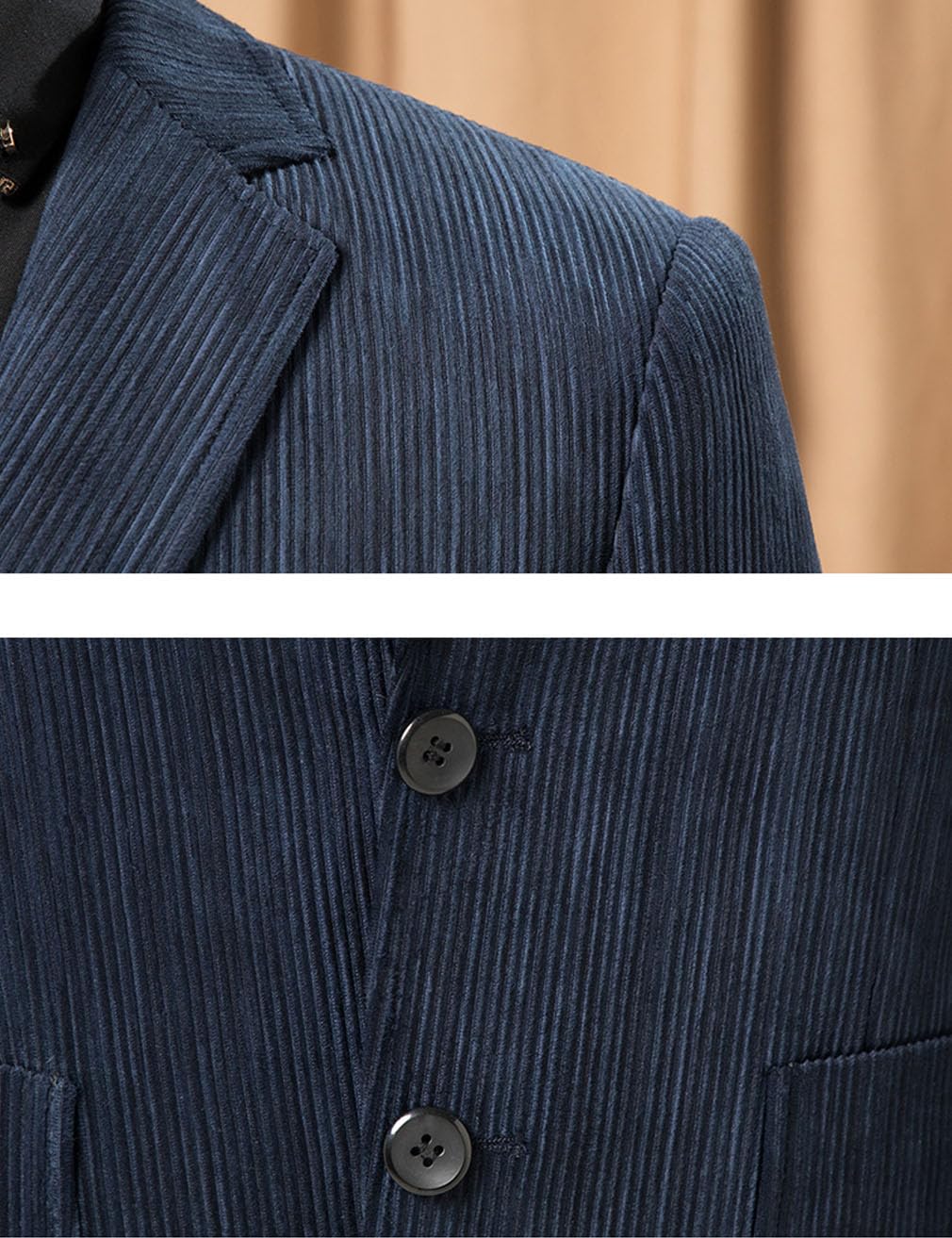 Giacca blazer in velluto a coste con toppa sul gomito, slim fit, da uomo, vintage, monopetto, per balli di fine anno e matrimoni