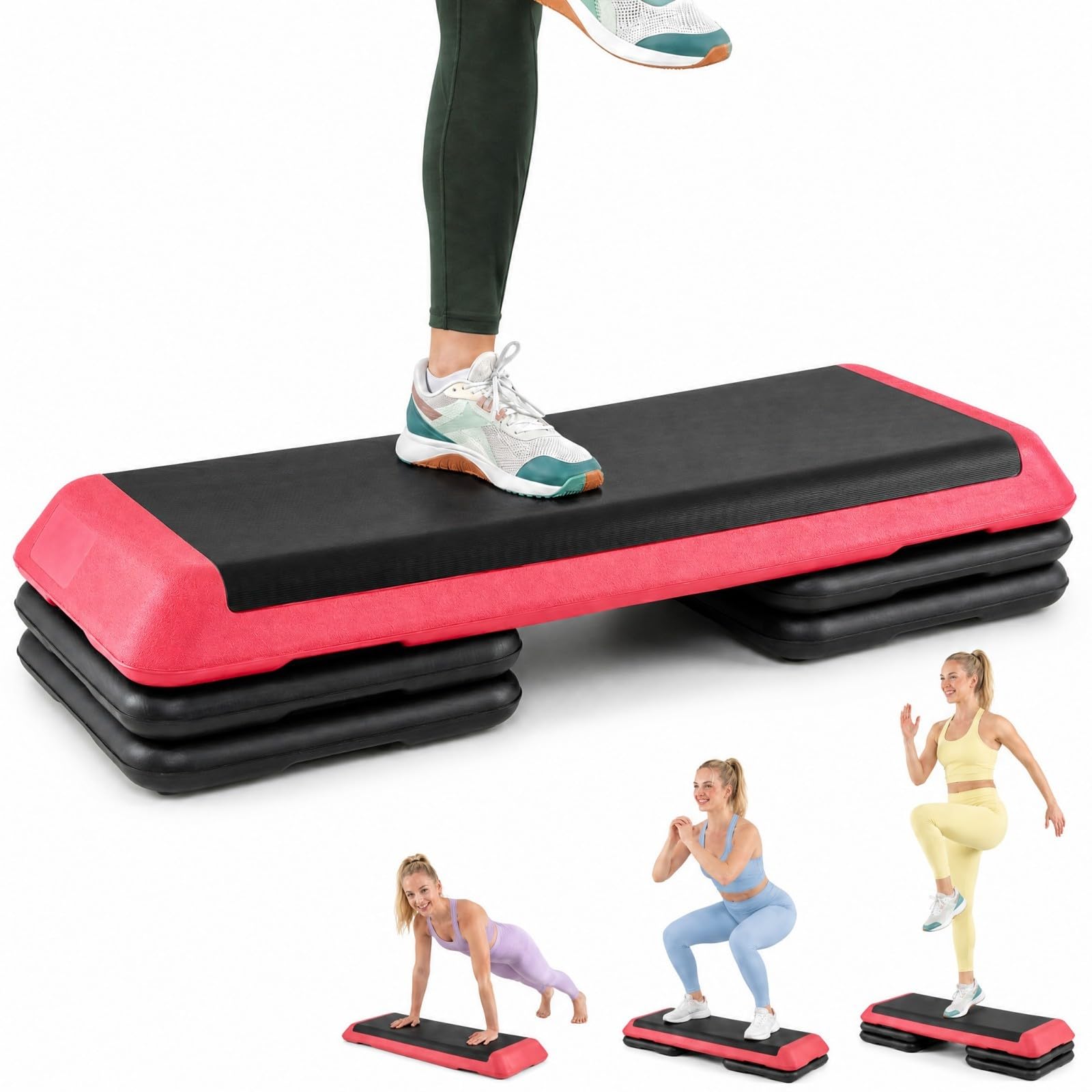 GYMAX Steppbrett Professional, 3 - Fach höhenverstellbar | Aerobic Stepper mit rutschfester Oberfläche, 150 kg belastbar, Fitness Stepper für Büro, Zuhause & Fitnessstudio