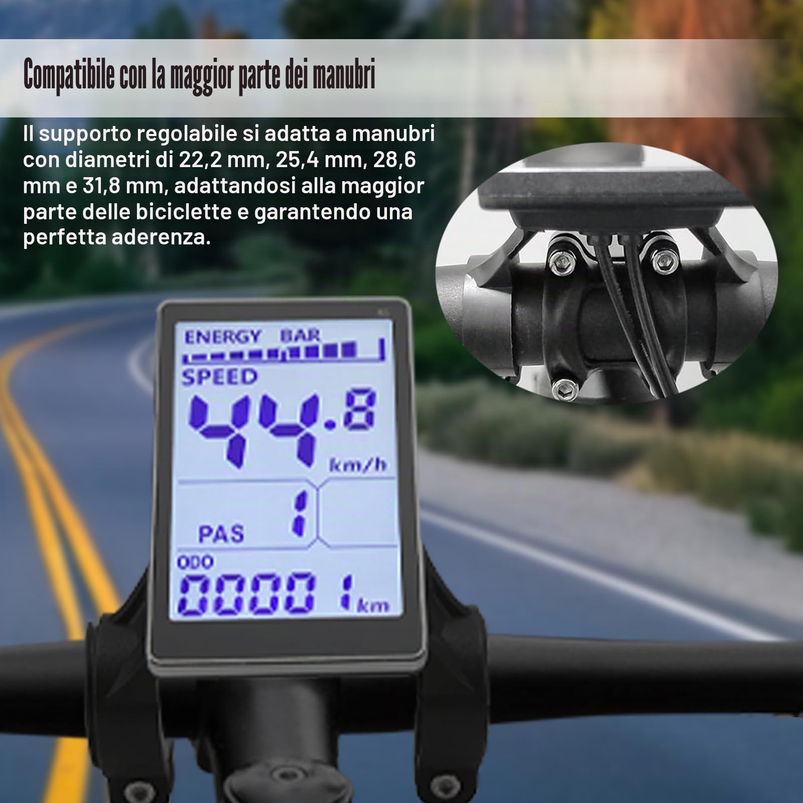 Monitor LCD bici elettrica 24V 36V 48V 60V 5 poli impermeabile scooter elettrico accessori 31,8 22,2 mm