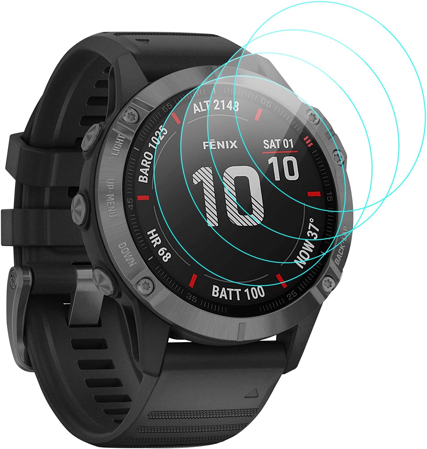 CAVN 4 Pack Screen Protector Compatible with Garmin Fenix 6X Pro/Fenix 6X/Samsung Galaxy Watch 4 44mm Screen Protector, Tempered Glass HD Scratch Resistance Screen Protector for Galaxy Watch 4 44mm