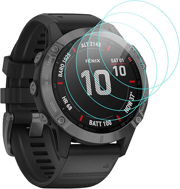 CAVN 4 Pack Screen Protector Compatible with Garmin Fenix 6X Pro/Fenix 6X/Samsung Galaxy Watch 4 44mm Screen Protector, Tempered Glass HD Scratch Resistance Screen Protector for Galaxy Watch 4 44mm