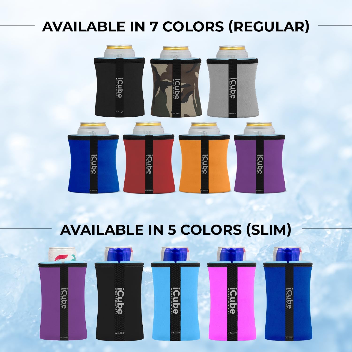 iCube Wrapsulator Blue. Beverage Cooler. Gets Colder With Every Sip. Rapid Beverage Cooling Sleeve for Golf Beach Outdoor. Fits regular 12oz. & 16oz. cans and bottles.