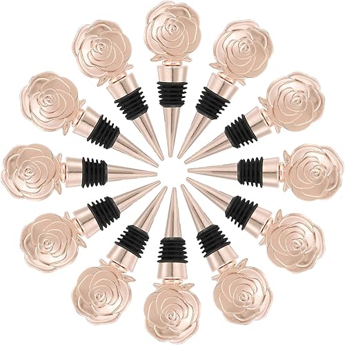 Tapón para botella de vino con diseño de rosas, 12 unidades, tapones reutilizables para mantener el vino fresco para cumpleaños, bodas, despedidas