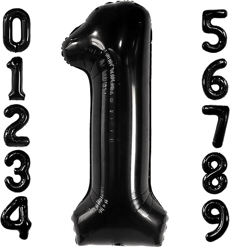 KatchOn Globo negro del número 1 para el primer cumpleaños, gigante de 50 pulgadas, decoraciones de One Rocks, globos de Happy Dude