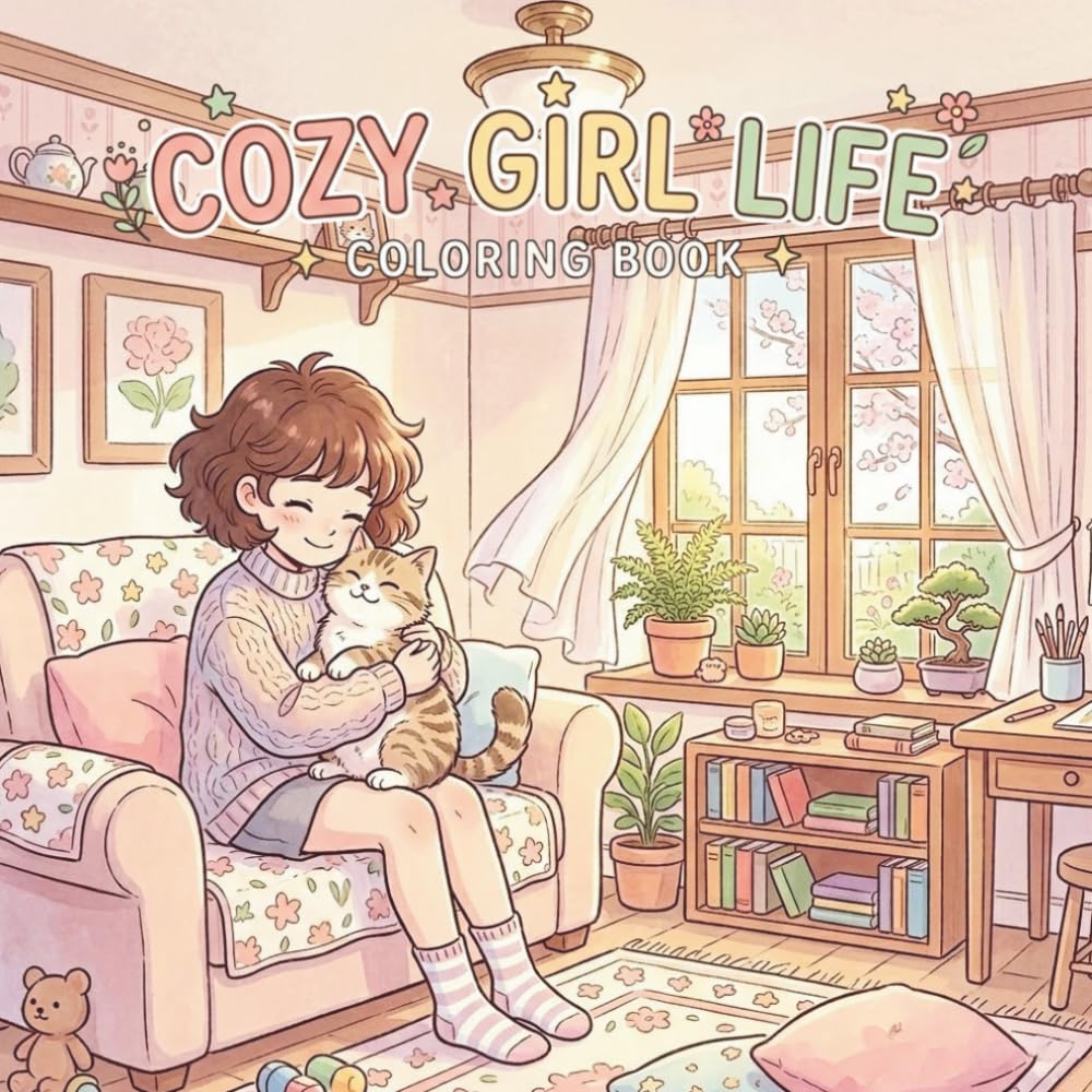 Cozy Girl Life Coloring Book: Relaxing Cozy Everyday Moments