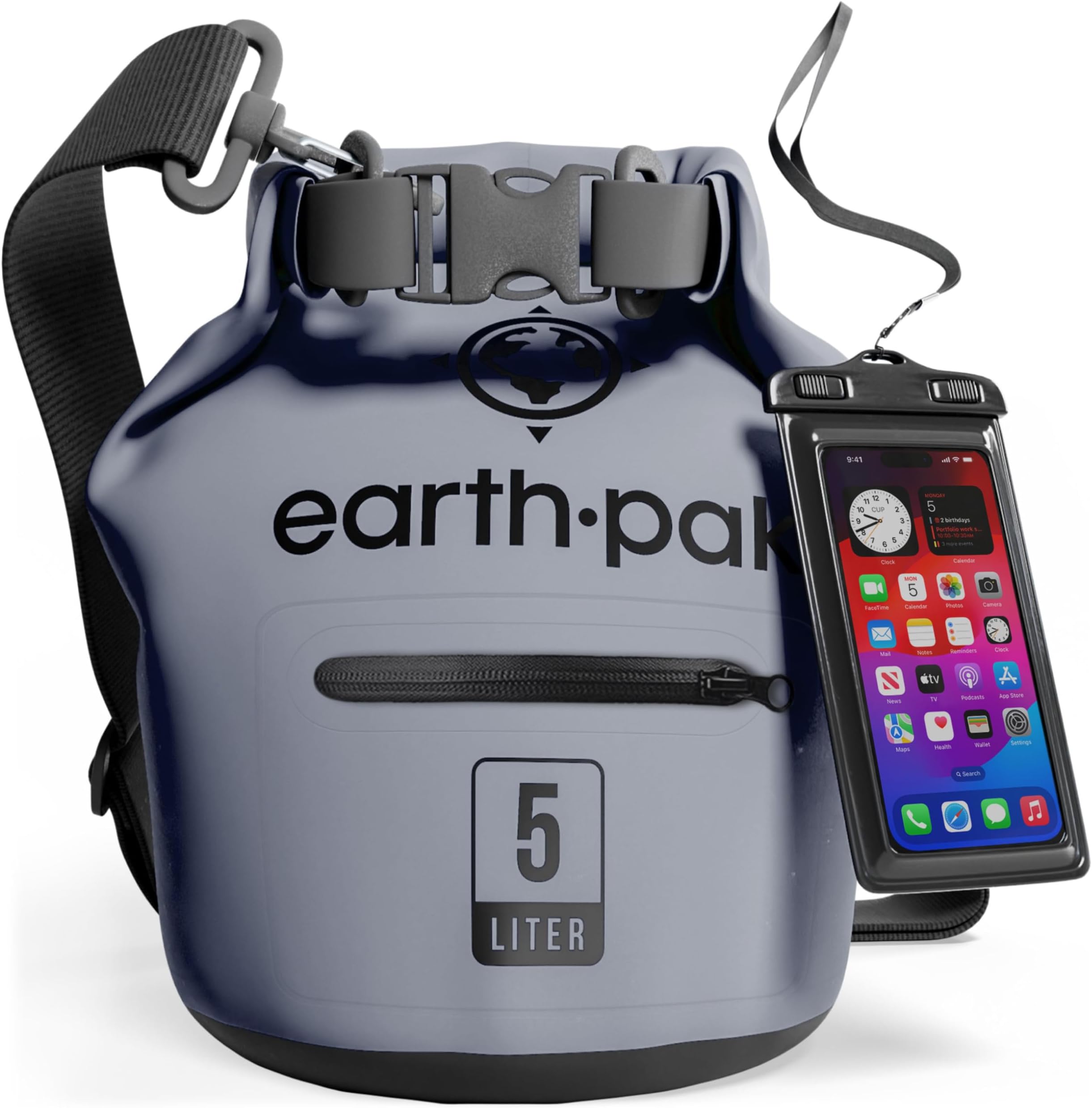 Earth Pak -Waterproof Dry Bag - Roll Top Dry Sack Keeps Gear Dry for Boating, Hiking, Camping and Fishing with Waterproof Phone Case