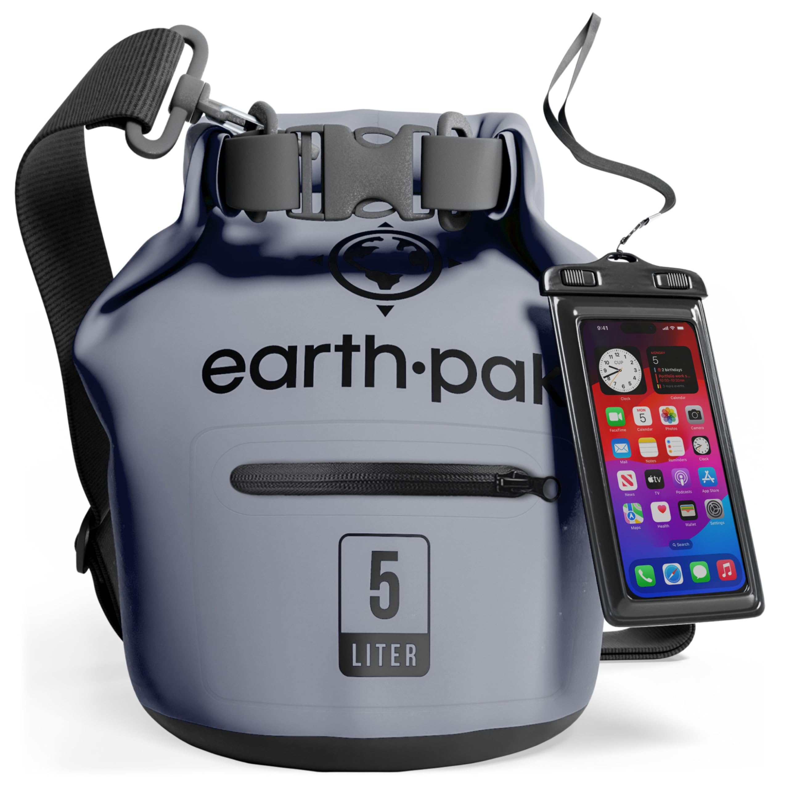 Earth Pak -Waterproof Dry Bag - Roll Top Dry Sack Keeps Gear Dry for Boating, Hiking, Camping and Fishing with Waterproof Phone Case