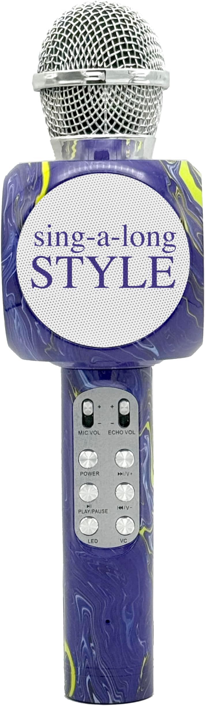 Wireless Express - Sing-Along Bling Bluetooth Karaoke Microphone and Bluetooth Stereo Speaker All-in-One (Swirl Purple)