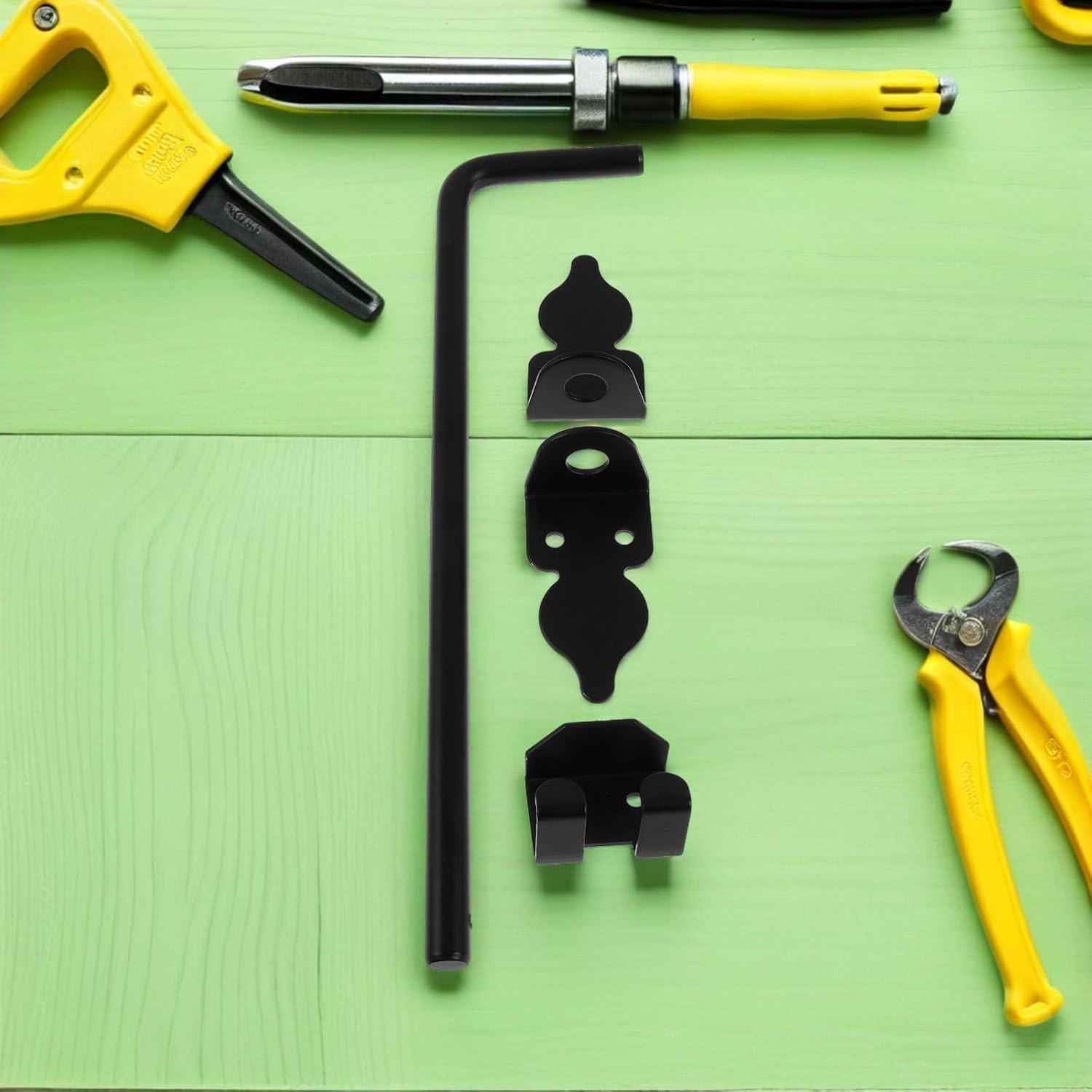 Heavy Duty Cane Bolt Gate Drop Rod 12-inch Garden Door Latch with Ground Latch for Wood Metal Fence Gates Outdoor, 2pcs