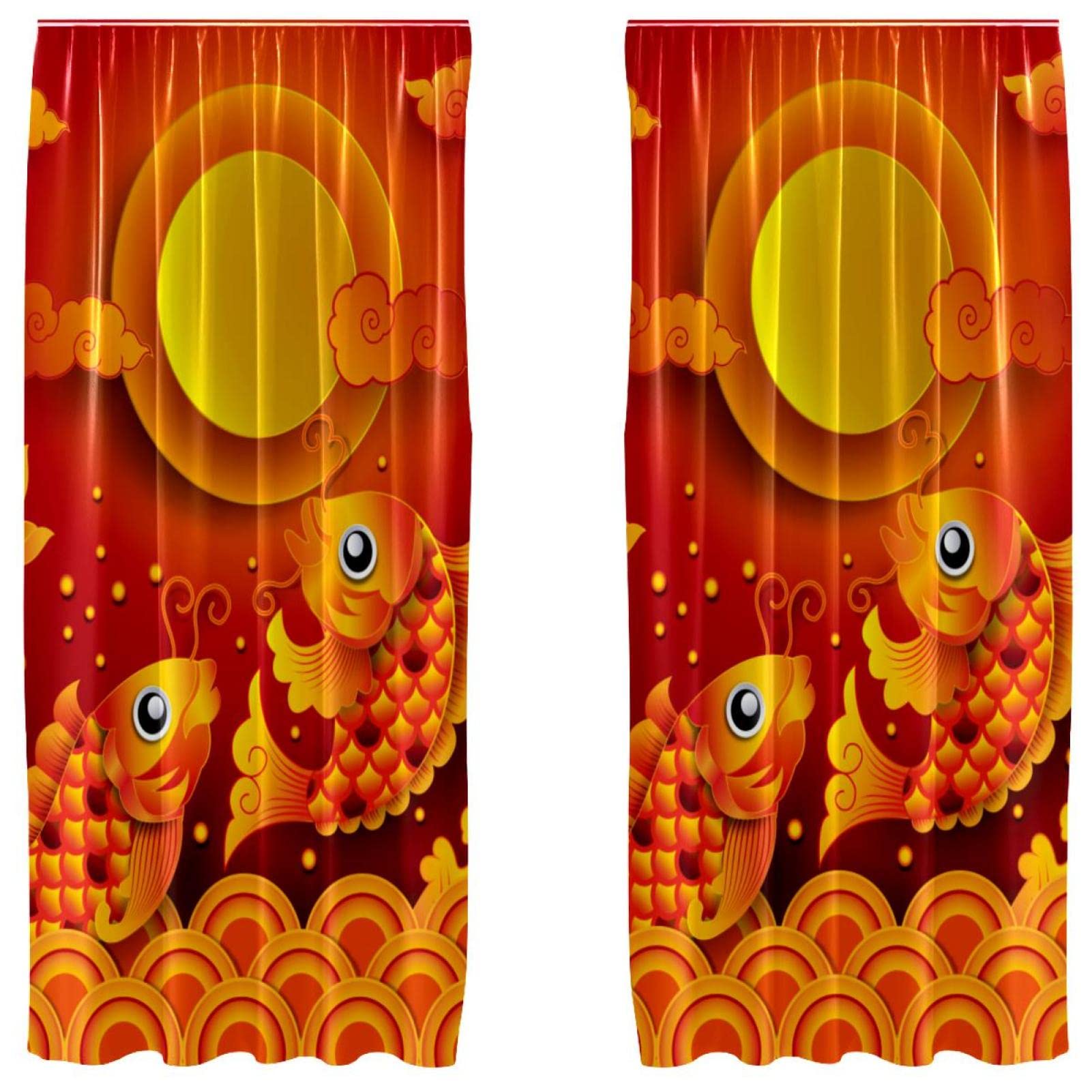 Rideau carpe de lotus au design traditionnel chinois aux finitions soignées