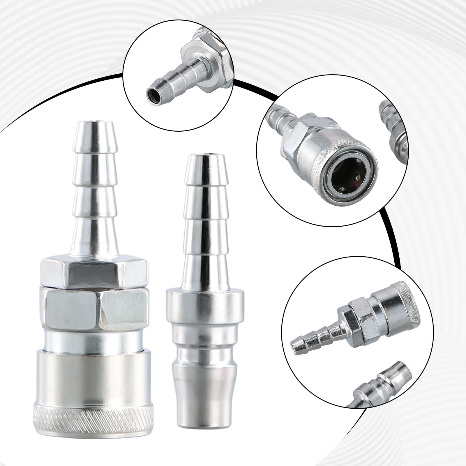 Set 4 Raccordi Rapidi Per Aria Compressa Qwork - 8 Mm, Acciaio Inossidabile, Per Compressori E Tubi - Foto 11