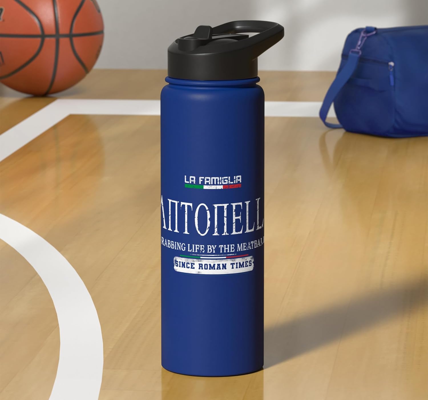 Italia La Famiglia Antonelli Grabbing Life By The Meatballs Stainless Steel Insulated Water Bottle - Image 7