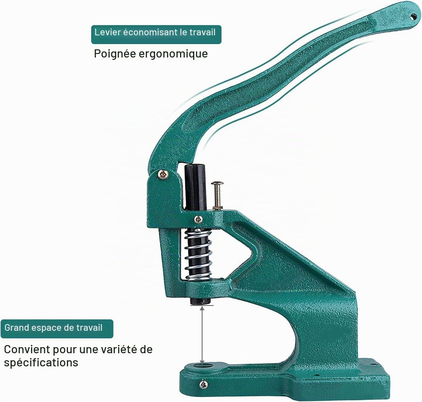 Machine Pince à Oeillets Professionnelle Manuelle à Crémaillère avec 3 Matrices et 900pcs Oeillets 6mm/10mm/12mm pour DIY Couturières Enseignes Fabricants