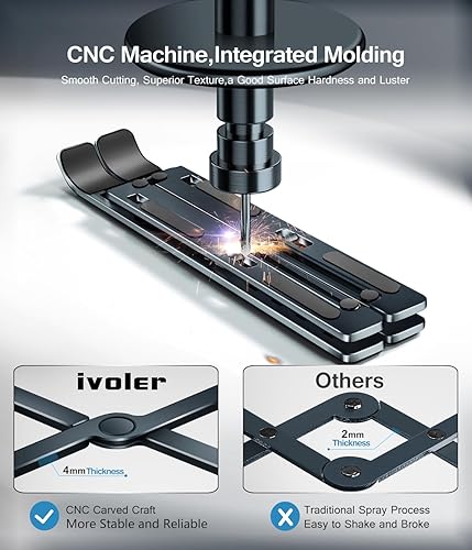 Miniatura 5 de ivoler Soporte para laptop, soporte elevador para laptop, soporte para tablet, 6 ángulos ajustables, de aluminio, ergonómico, plegable, portátil,