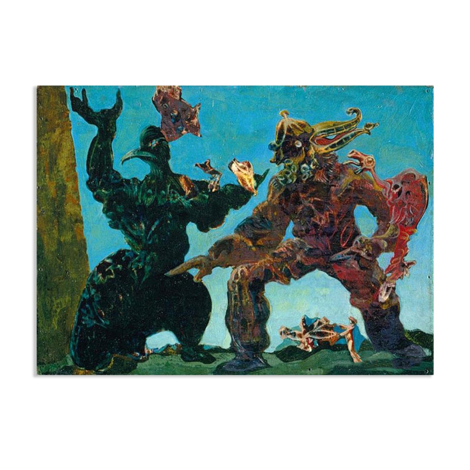 MYCGGDGH Max Ernst Canvas Wall Art Reproductions of Famous Paintings The Barbarians Dreamy Surrealism Poster Elegant Wall Decor for Living room bathroom 55x40cm(22x16in) poster