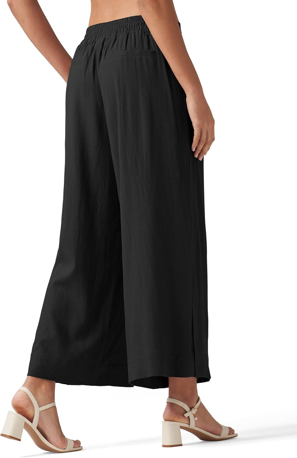 Willit Women's Linen Pants Wide Leg Casual Beach Summer Pants Palazzo Lounge Pants with Pockets - Image 3