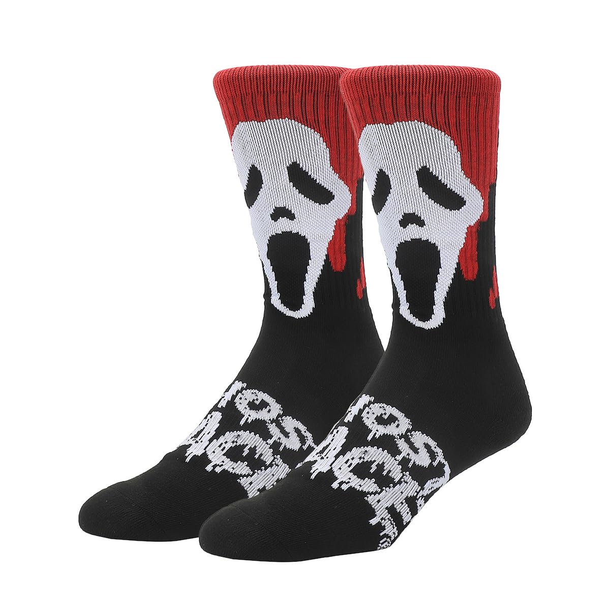 Bioworld Men's Ghostface Bloody Mask ’S Black Casual Crew Socks-One Size Black